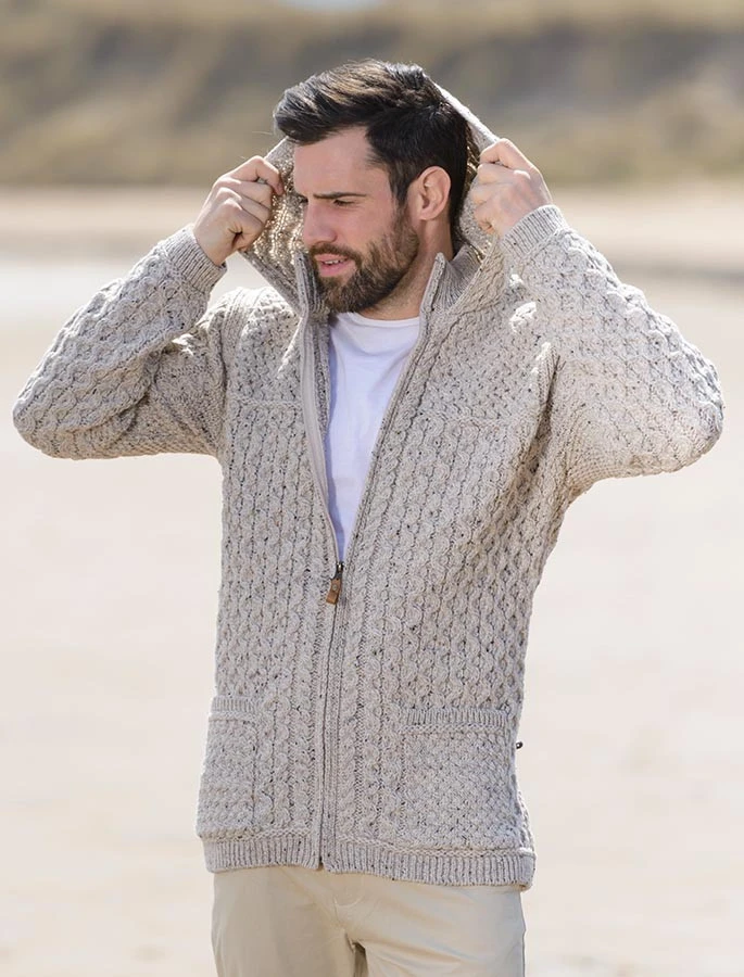 Hooded Merino Aran Jacket - Image 16