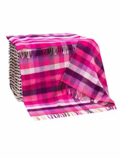 Luxury Cashmere Wool Throw - Pink Mauve Purple