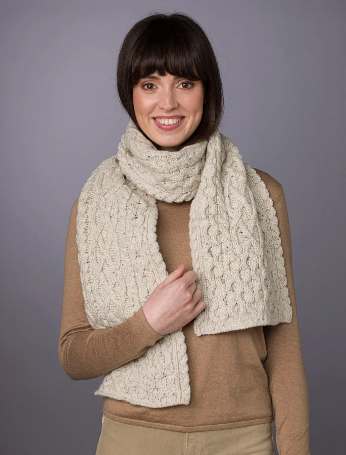 Women's Wool Cashmere Aran Honeycomb Scarf - Image 17