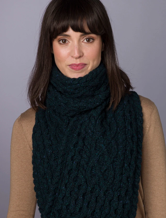 Women's Wool Cashmere Aran Honeycomb Scarf - Image 7