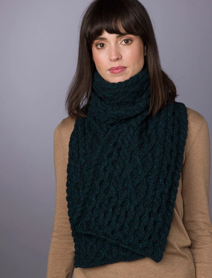 Women's Wool Cashmere Aran Honeycomb Scarf - Image 15