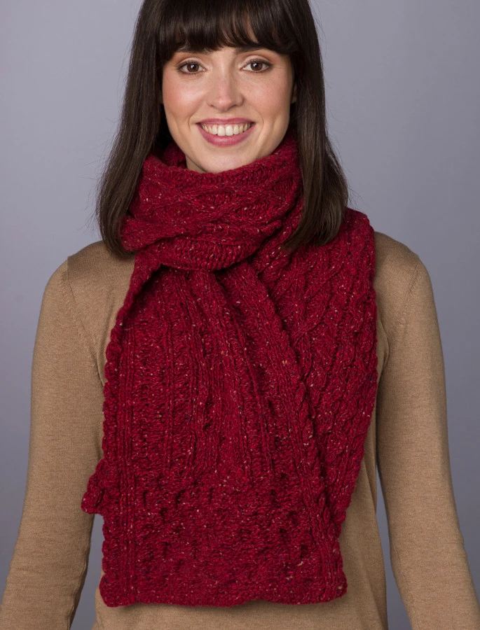 Women's Wool Cashmere Aran Honeycomb Scarf - Image 16