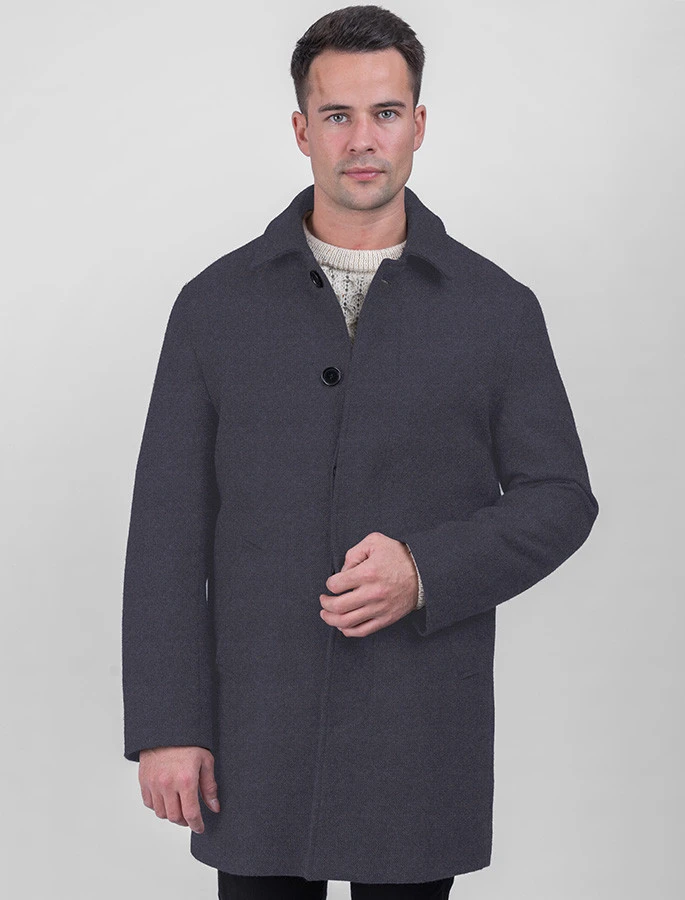 Men's Tweed Cashmere Coat - Medium Blue - Image 3