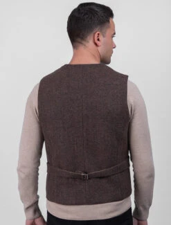 Burns Wool Tweed Waistcoat - Brown