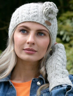 Aran Cable Headband With Flower