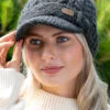 Ladies Aran Cable Peak Hat