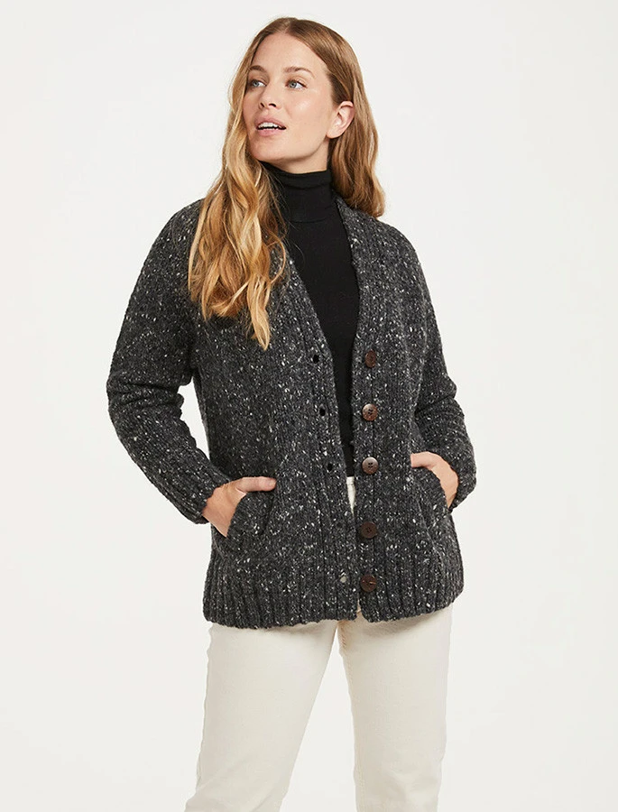 Ladies V-Neck Donegal Wool Cardigan - Image 4