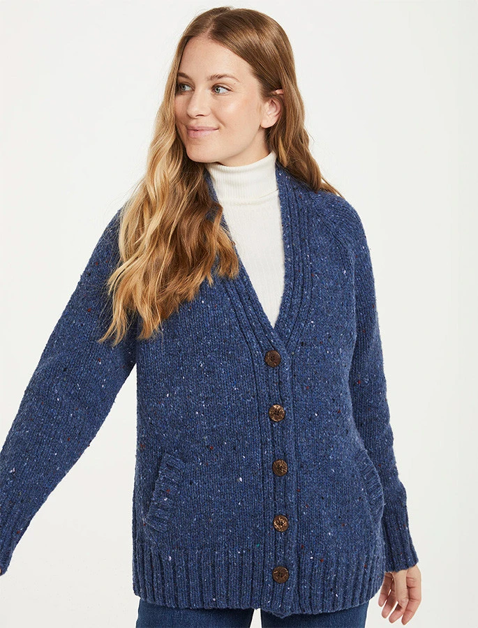 Ladies V-Neck Donegal Wool Cardigan - Image 12