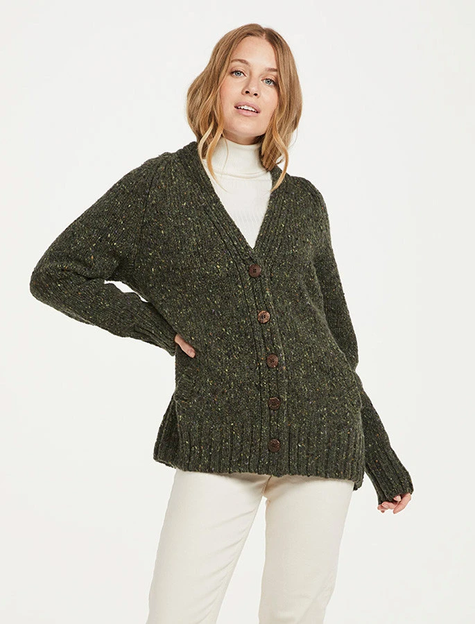 Ladies V-Neck Donegal Wool Cardigan - Image 7