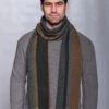 Soft Donegal Wool Scarf - Green & Brown