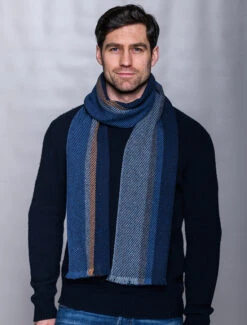 Soft Donegal Wool Scarf - Denim & Navy