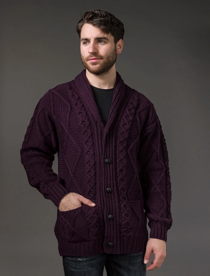 Men's Shawl Neck Diamond Cardigan - Image 20