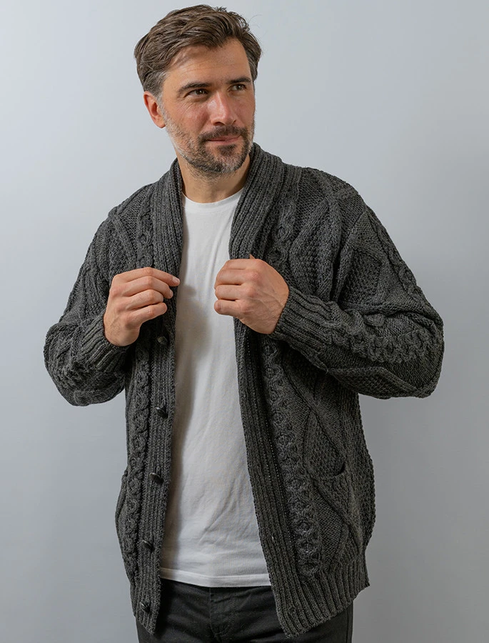 Men's Shawl Neck Diamond Cardigan - Image 11