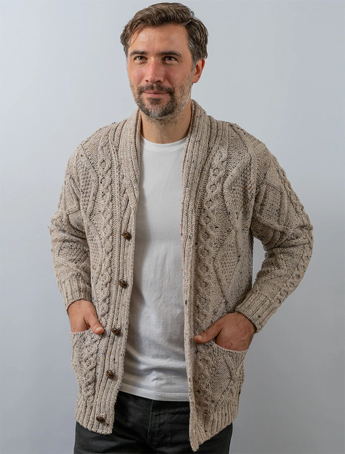 Men's Shawl Neck Diamond Cardigan - Image 12