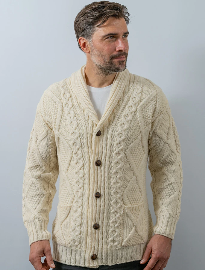 Men's Shawl Neck Diamond Cardigan - Image 7