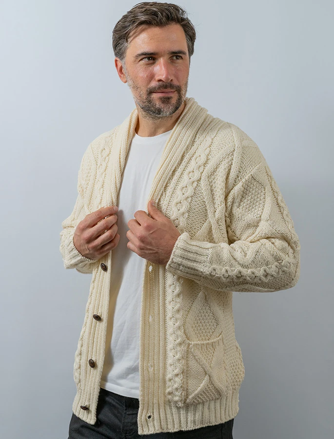 Men's Shawl Neck Diamond Cardigan - Image 9