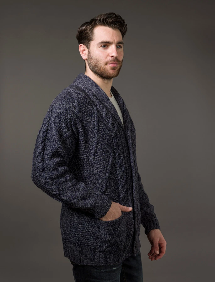Men's Shawl Neck Diamond Cardigan - Image 4