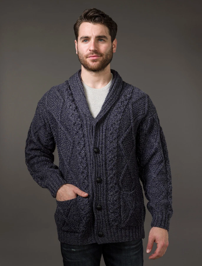 Men's Shawl Neck Diamond Cardigan - Image 6