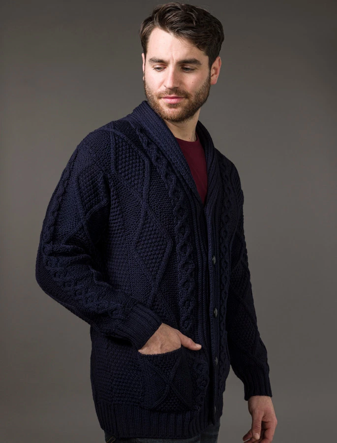 Men's Shawl Neck Diamond Cardigan - Image 14