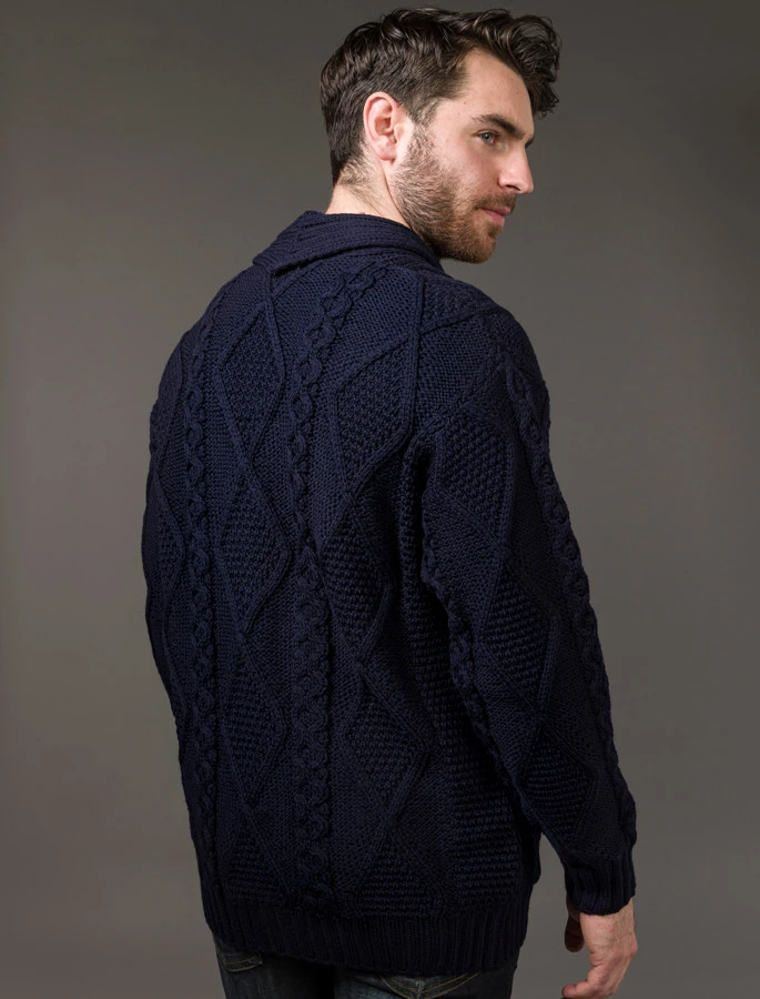 Men's Shawl Neck Diamond Cardigan - Image 19