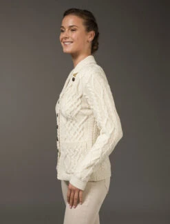 Revere Button Collar Aran Cardigan