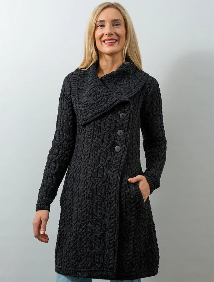 Large Collar Aran Coat - Image 6