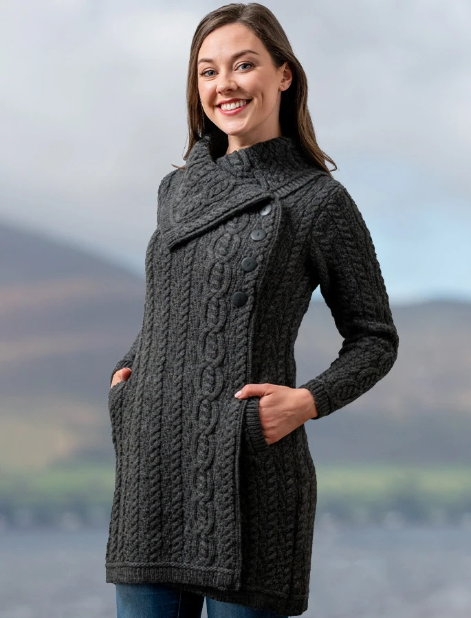 Large Collar Aran Coat - Image 2