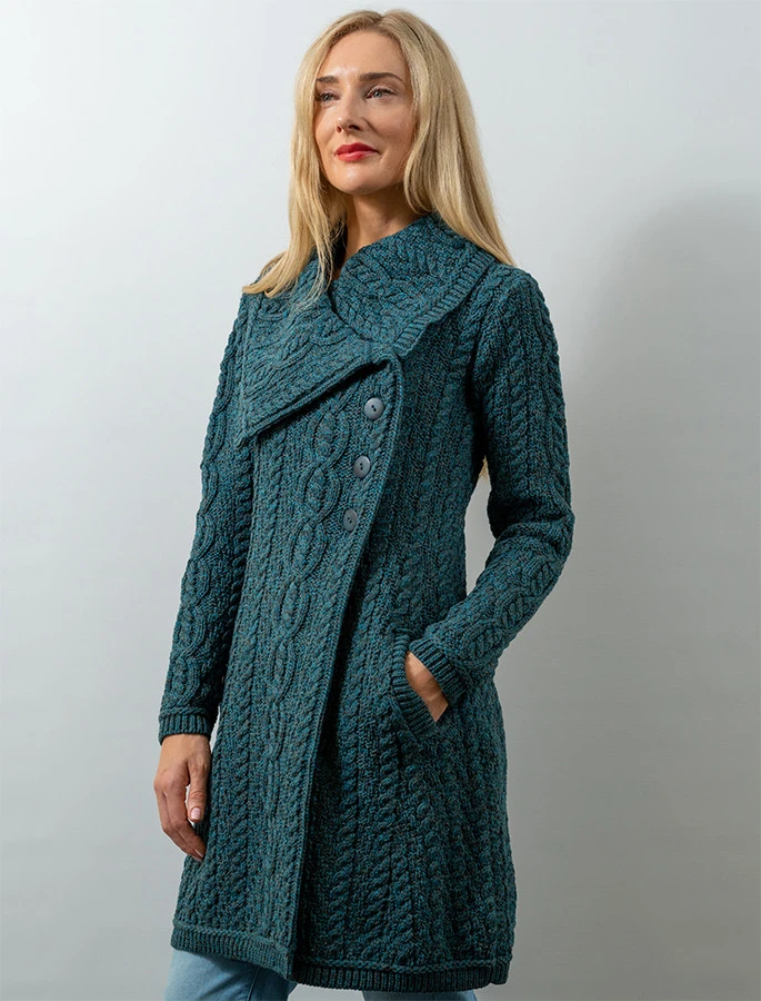 Large Collar Aran Coat - Image 3