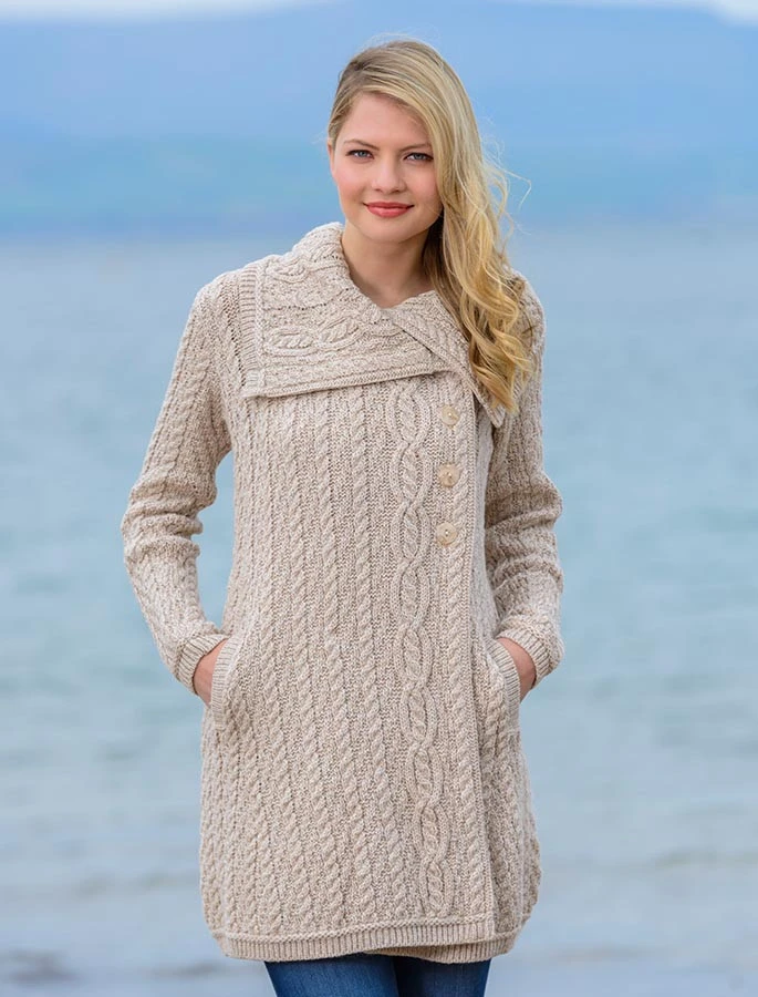 Large Collar Aran Coat - Image 18