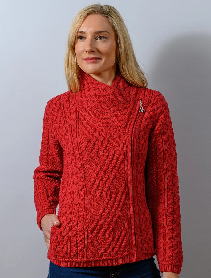 Aran Jacket With Celtic Knot Side Zip - Image 6