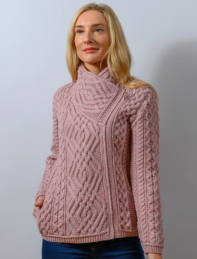 Aran Jacket With Celtic Knot Side Zip - Image 4