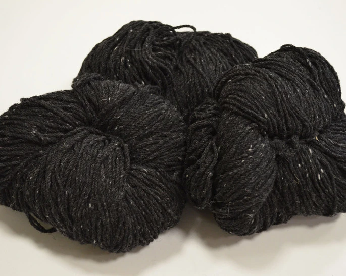 Aran Wool Knitting Hanks - Charcoal Fleck
